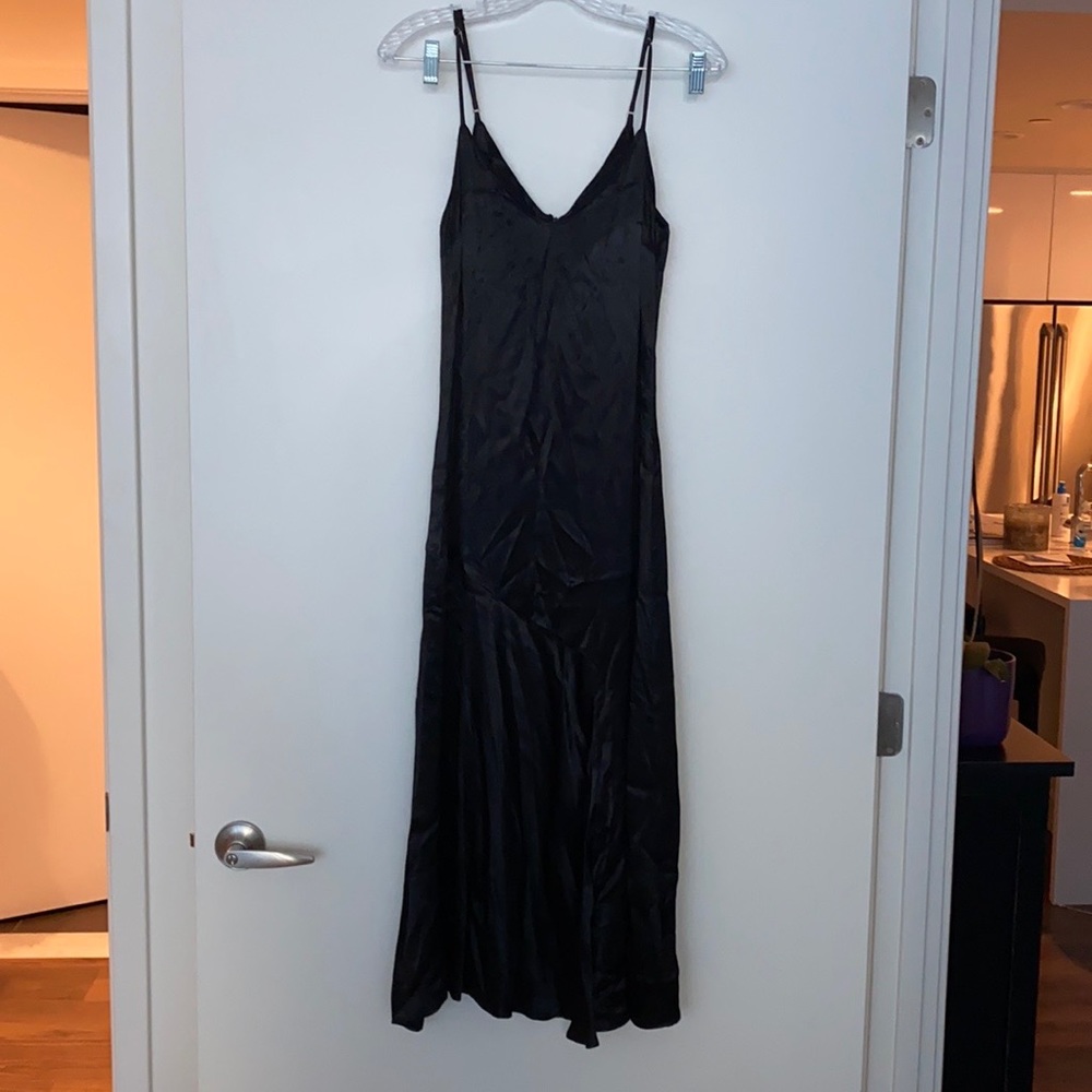 NWT Zara black satin midi dress, size XS